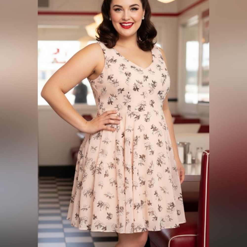 Torrid pink floral fit and flare dress size 10